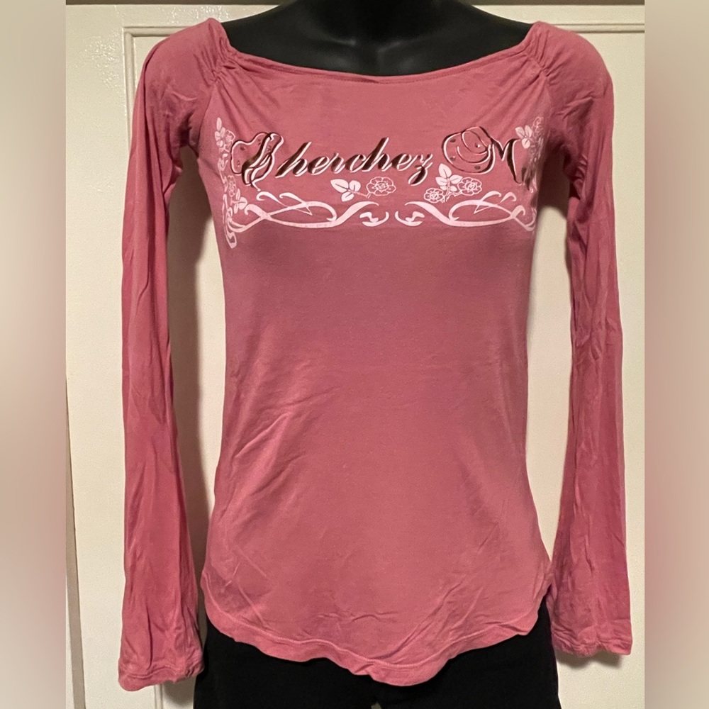 Bershka Rose Pink Shirt with Velvet Print and Stones!